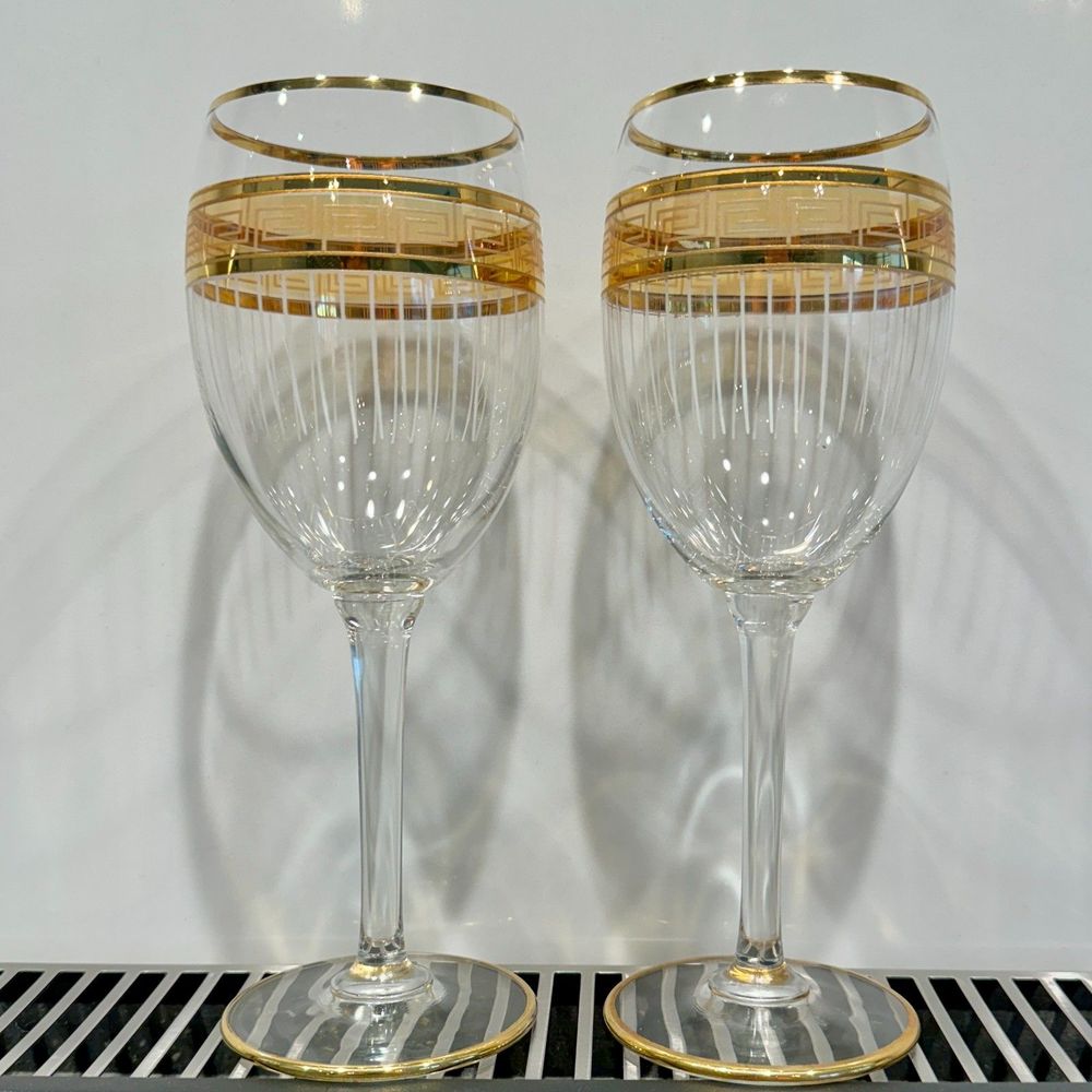 VTG Italian Gold Trimmed Crystal Stemware - Set of 2 - Picture 4 of 8